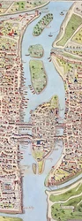 Detail of the Ile de la Cité, from the Map of Paris c. 1540, known as the Plan de la Tapisserie, made as a Tapestry c. 1570